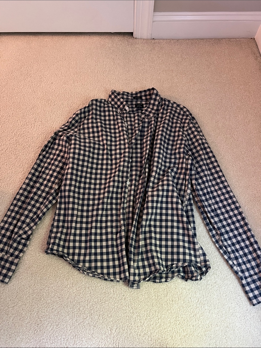 J. Crew Navy and Cream Gingham Button-Down Shirt